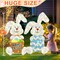 2 Pcs Rabbit Outdoor Easter Decorations, Lighted Bunny with 120 Lights, 2D Easter Rabbit Lights Easter Decor for Indoor Outdoor Festive Holiday Fireplace Garden Yard Lawn Patio